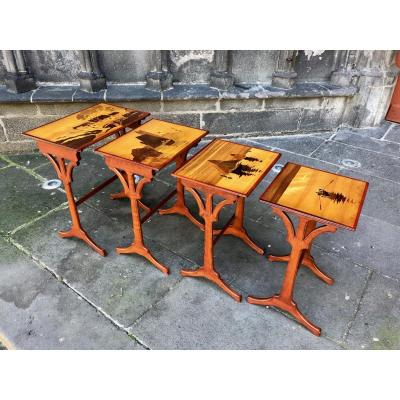 Nesting Tables Emile Gallé Breton Landscape