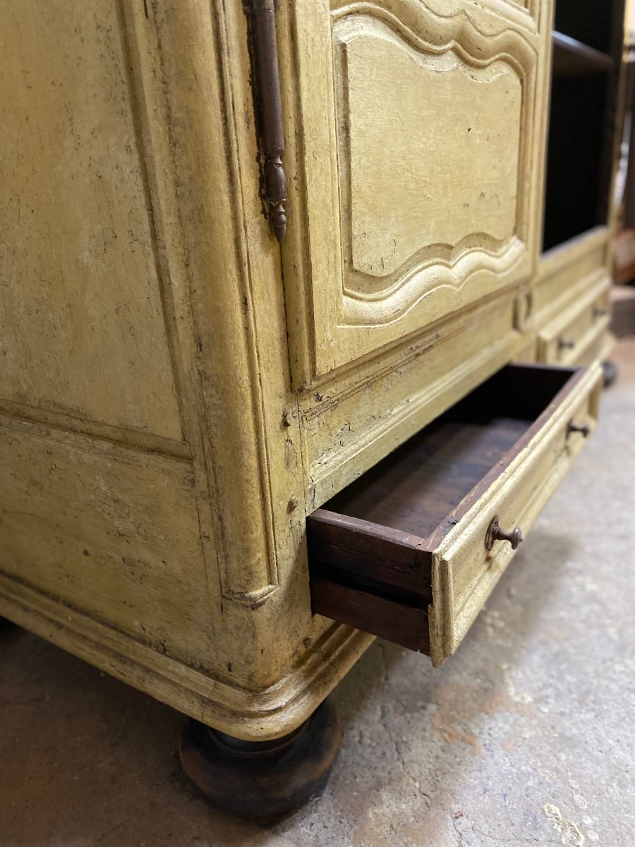 Armoire Lingère Patinée 18e 2 Portes 2 Tiroirs -photo-5