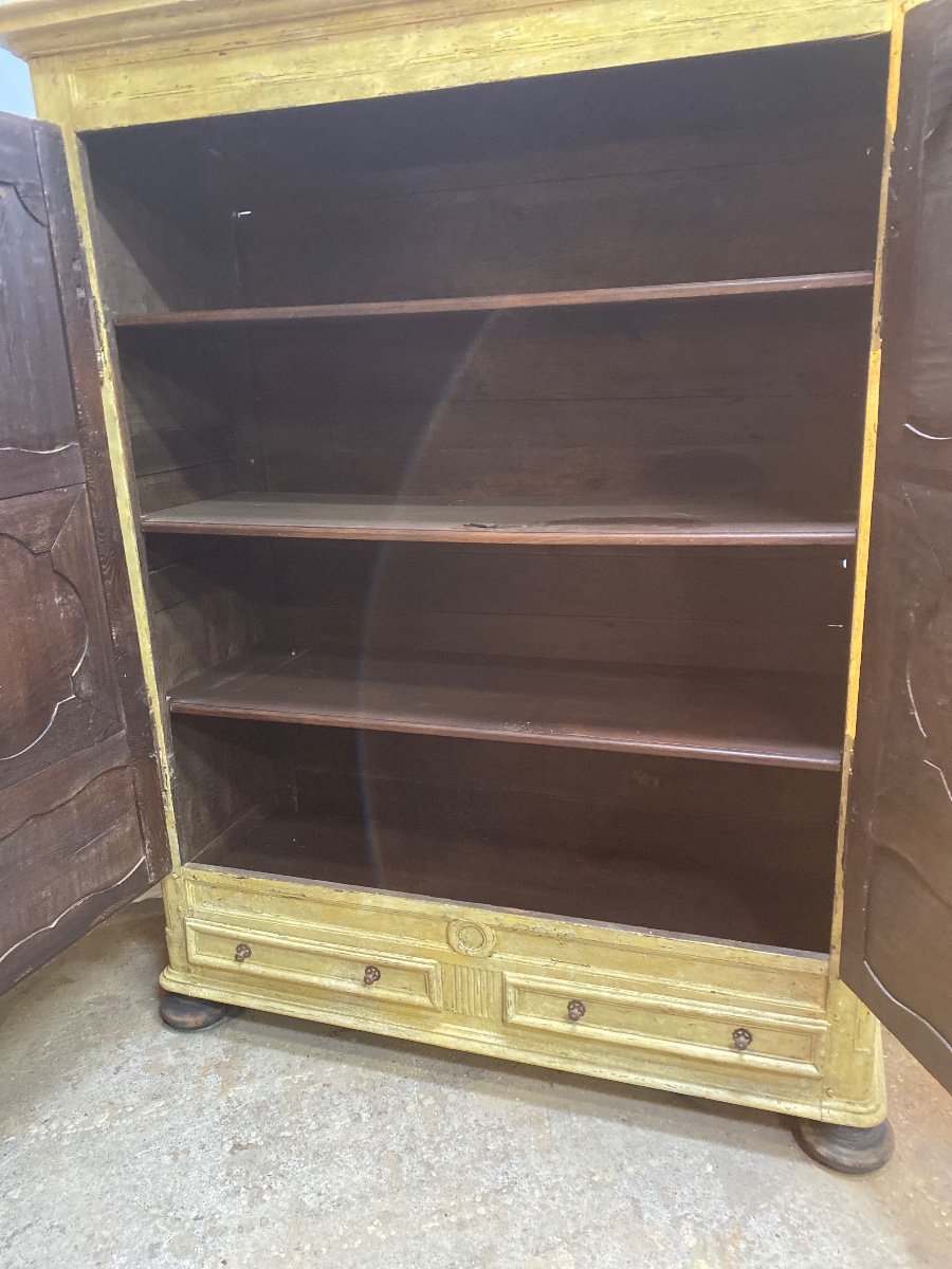 Armoire Lingère Patinée 18e 2 Portes 2 Tiroirs -photo-6