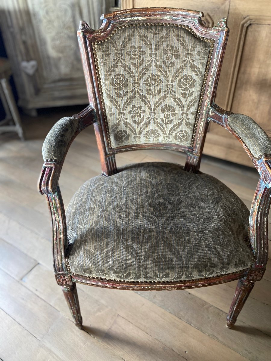 Pair Of Louis XVI Armchairs 19th Gendarme Hats-photo-4