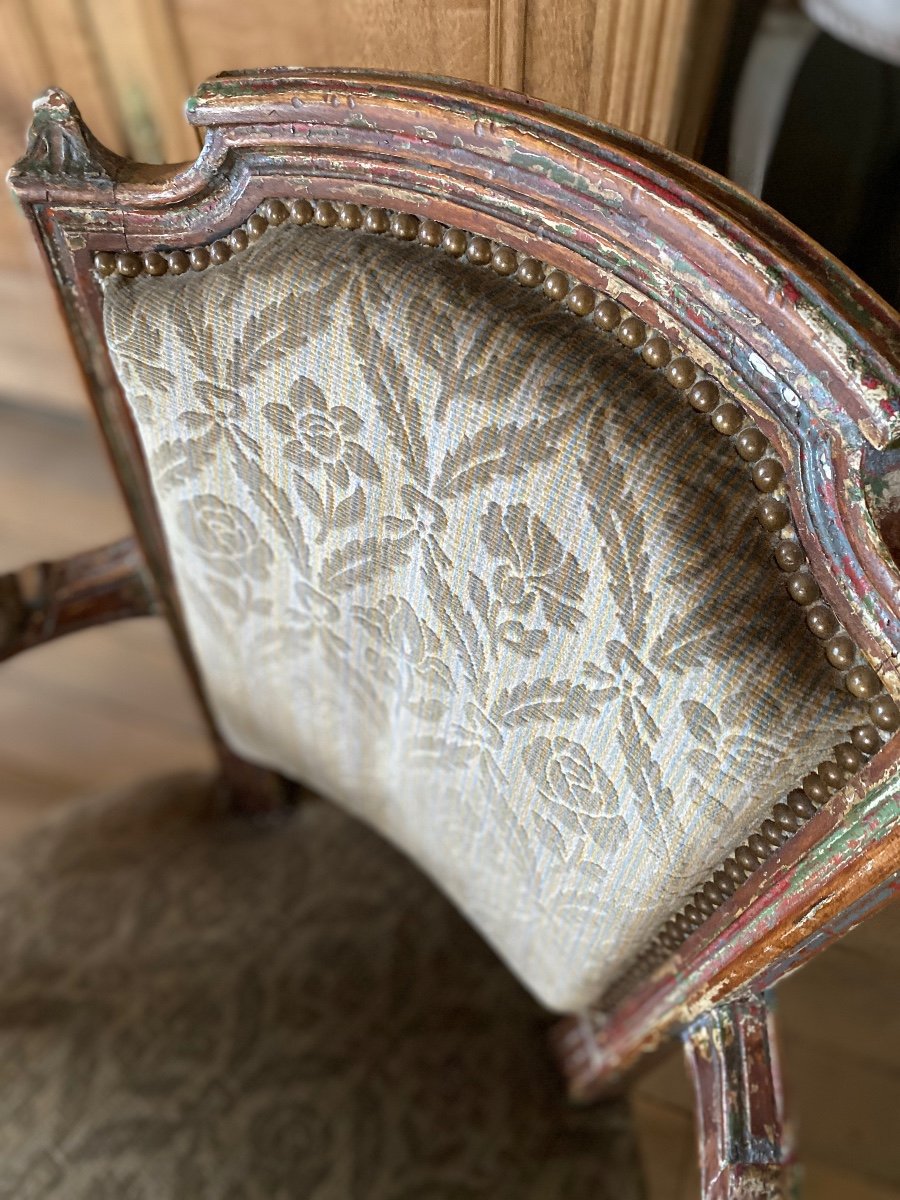 Pair Of Louis XVI Armchairs 19th Gendarme Hats-photo-4