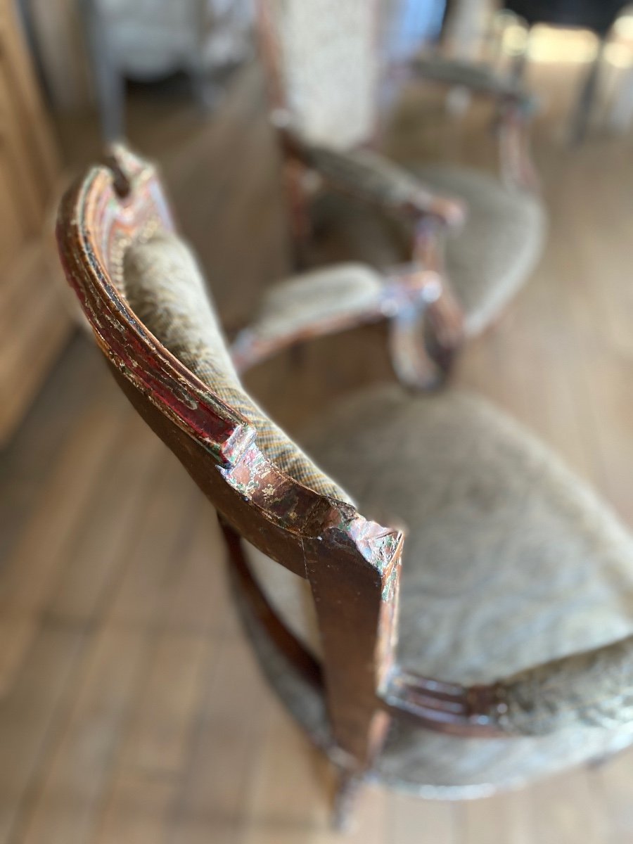 Pair Of Louis XVI Armchairs 19th Gendarme Hats-photo-6