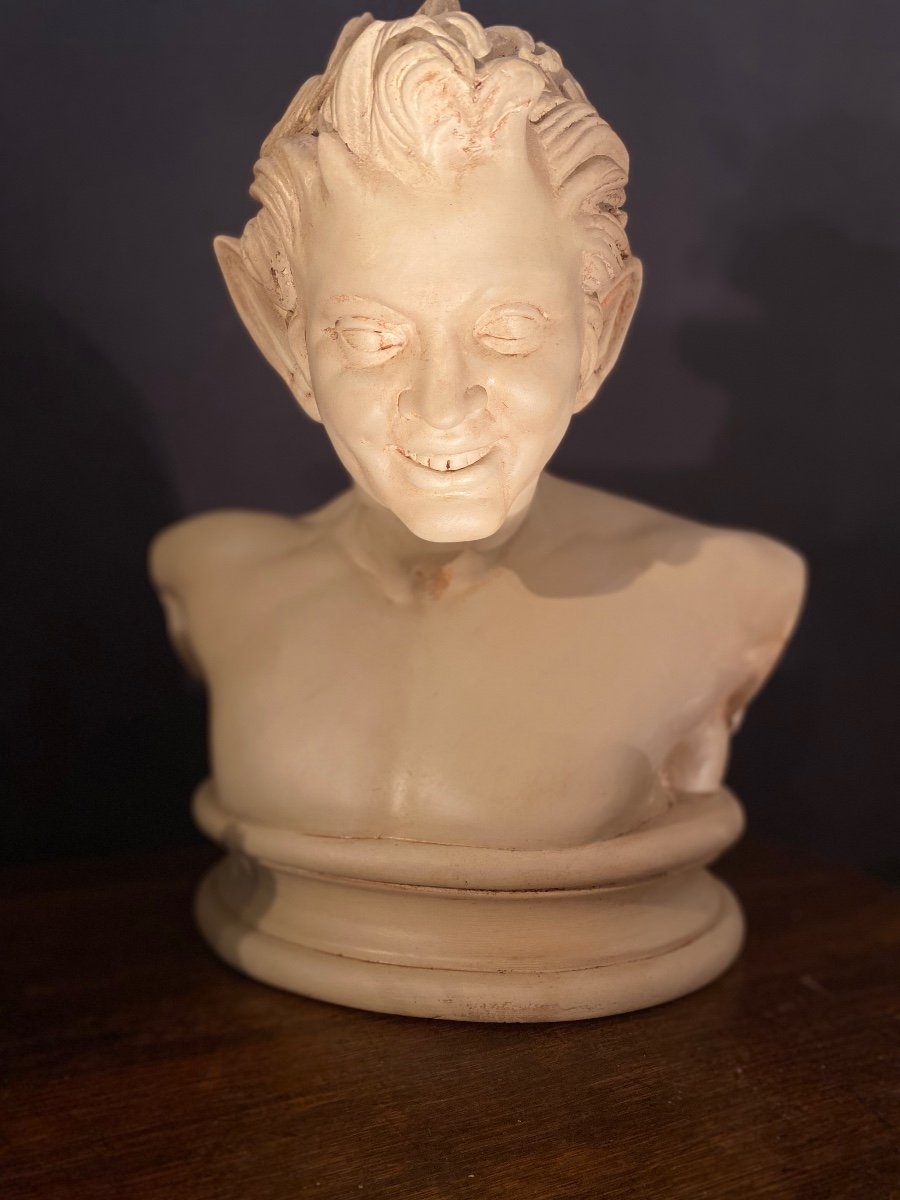 Buste Faune De Vienne 19e Plâtre cachet du Louvre -photo-6
