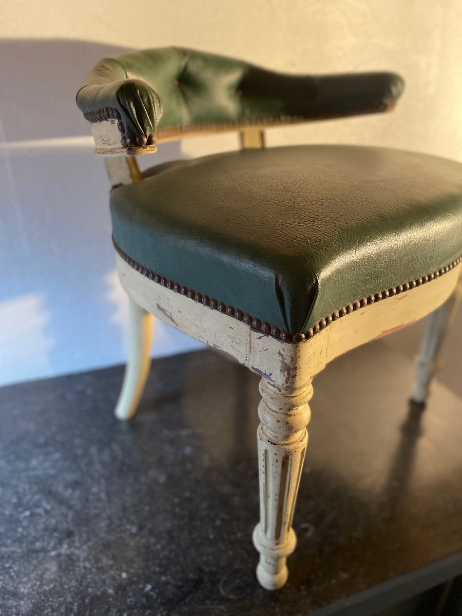 Fauteuil De Bureau Louis Philippe 19e Patine Et Skaï ( prix spécial actuellement sur demande)-photo-1