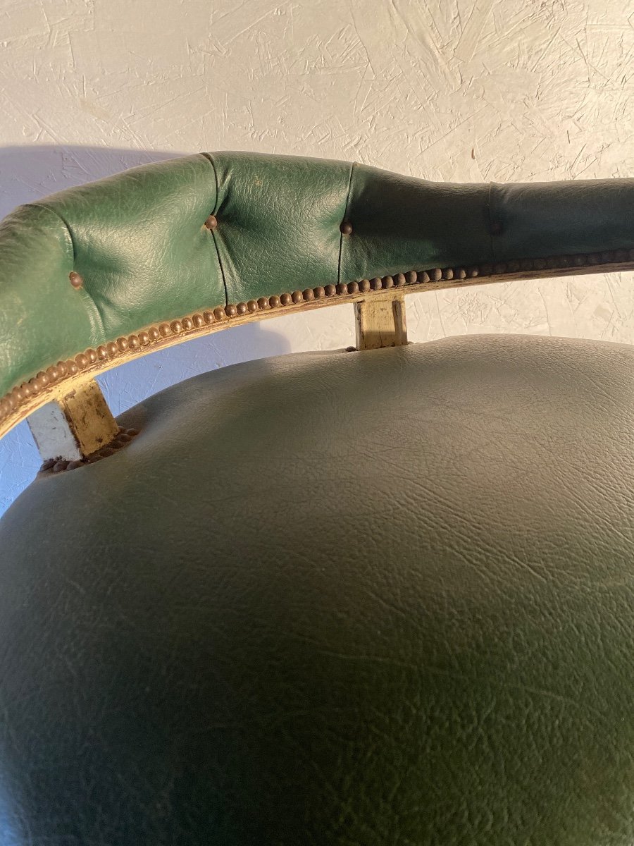 Louis Philippe Office Armchair 19th Patina And Skai-photo-3