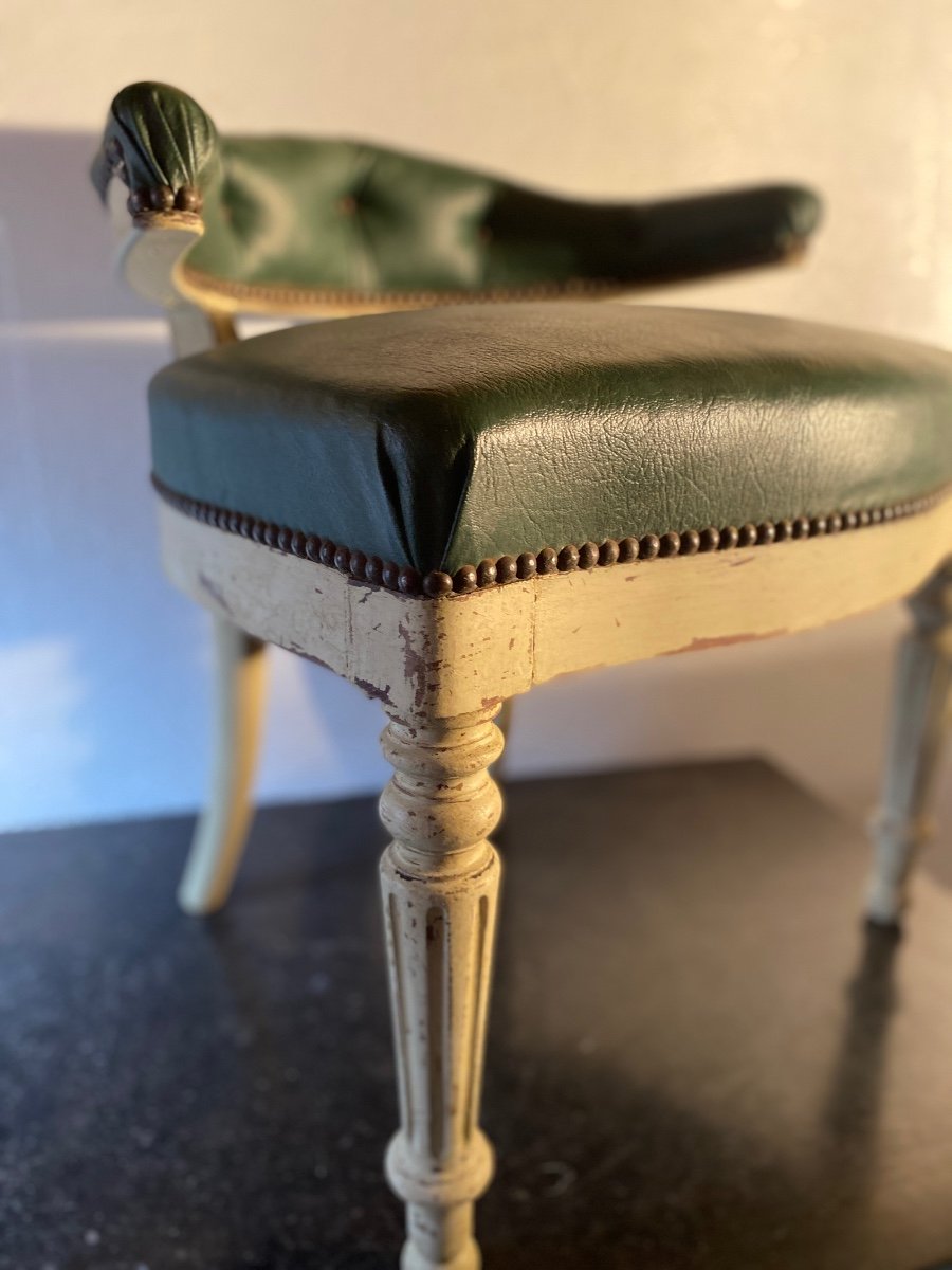 Louis Philippe Office Armchair 19th Patina And Skai-photo-7