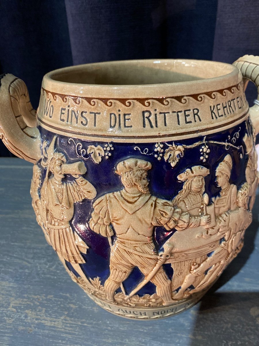 German Pottery Late 19th Glazed Stoneware Cologne Wine Pot-photo-2