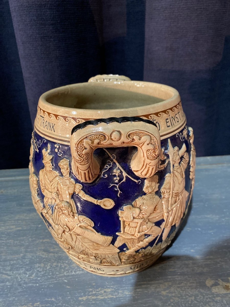 German Pottery Late 19th Glazed Stoneware Cologne Wine Pot-photo-5