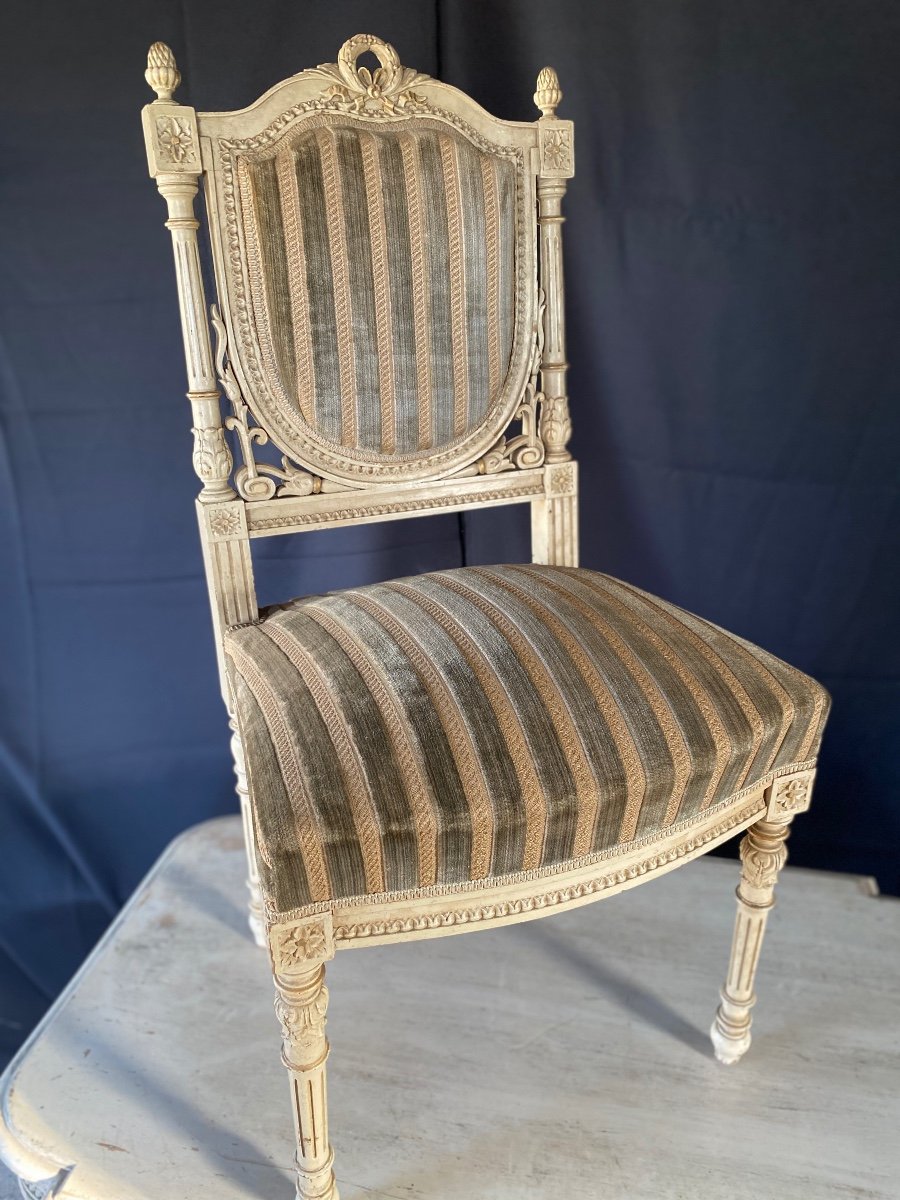 Napoleon III Pedestal Table And Chairs Set Dating From The 19th Century -photo-2