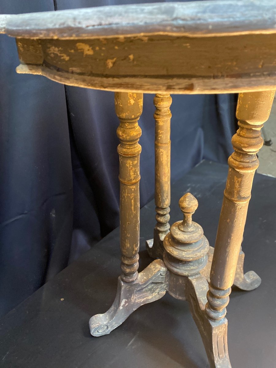 Napoleon III Pedestal Table Dating From The 19th Century Polychrome Pretty Small Model -photo-1