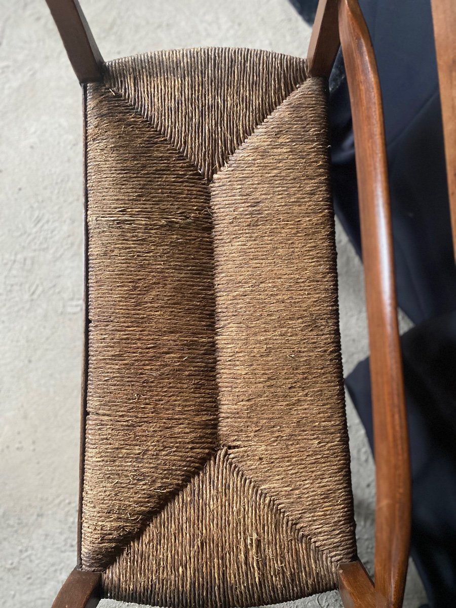 Banc De Cheminée Assise Paille Datant Du 19e Siècle -photo-4
