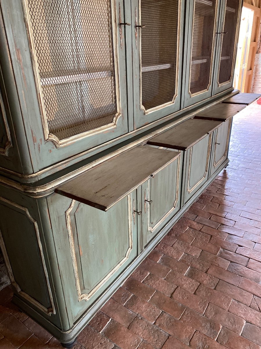 8 Door Showcase Bookcase, With Pulls Dating From The End Of The 19th Very Pretty Patina -photo-6