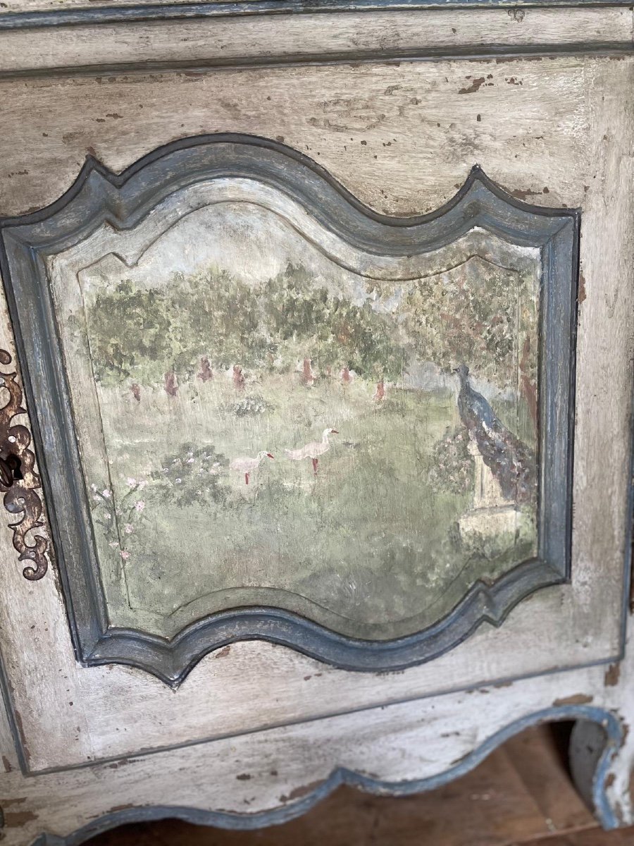 Buffet Patine Louis XV Datant Du 18e Siècle Magnifique Peinture -photo-2