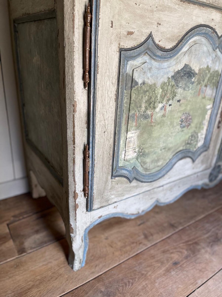 Buffet Patine Louis XV Datant Du 18e Siècle Magnifique Peinture -photo-3