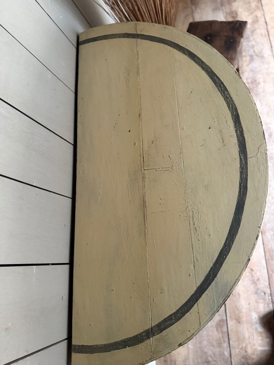 Half Moon Console Table Dating From The 18th Century Directoire Patinated With A Paint -photo-7