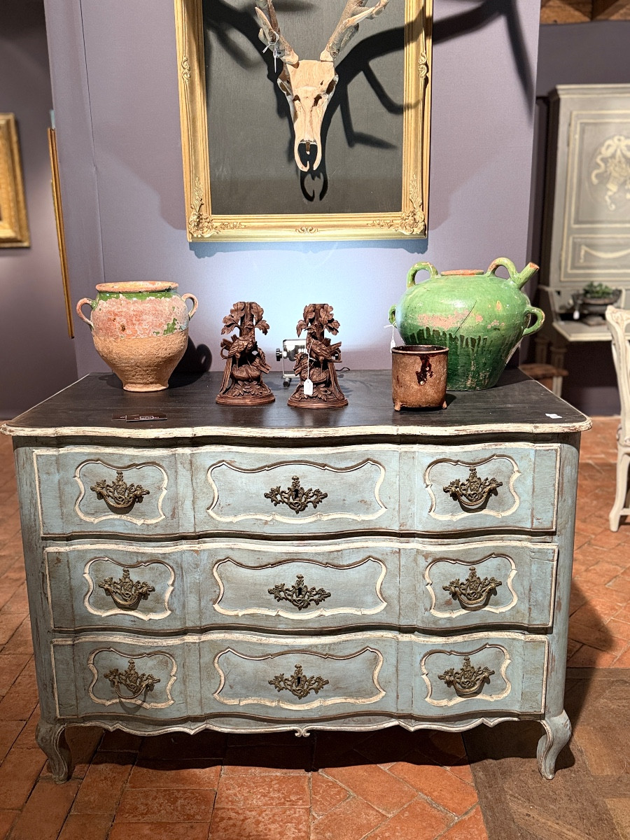 Commode Louis XV galbée Datant Du 18e Siècle Polychrome ( prix spécial sur demande)