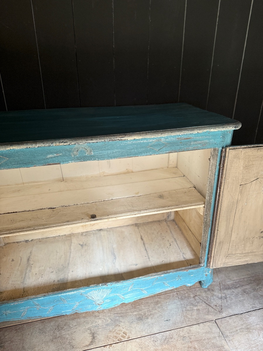 Buffet dressoir Louis xv datant du 18e siècle belle patine et peinture marine-photo-3