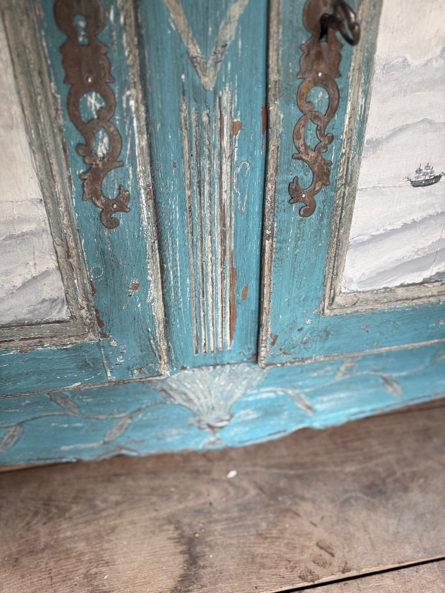 Buffet dressoir Louis xv datant du 18e siècle belle patine et peinture marine-photo-2