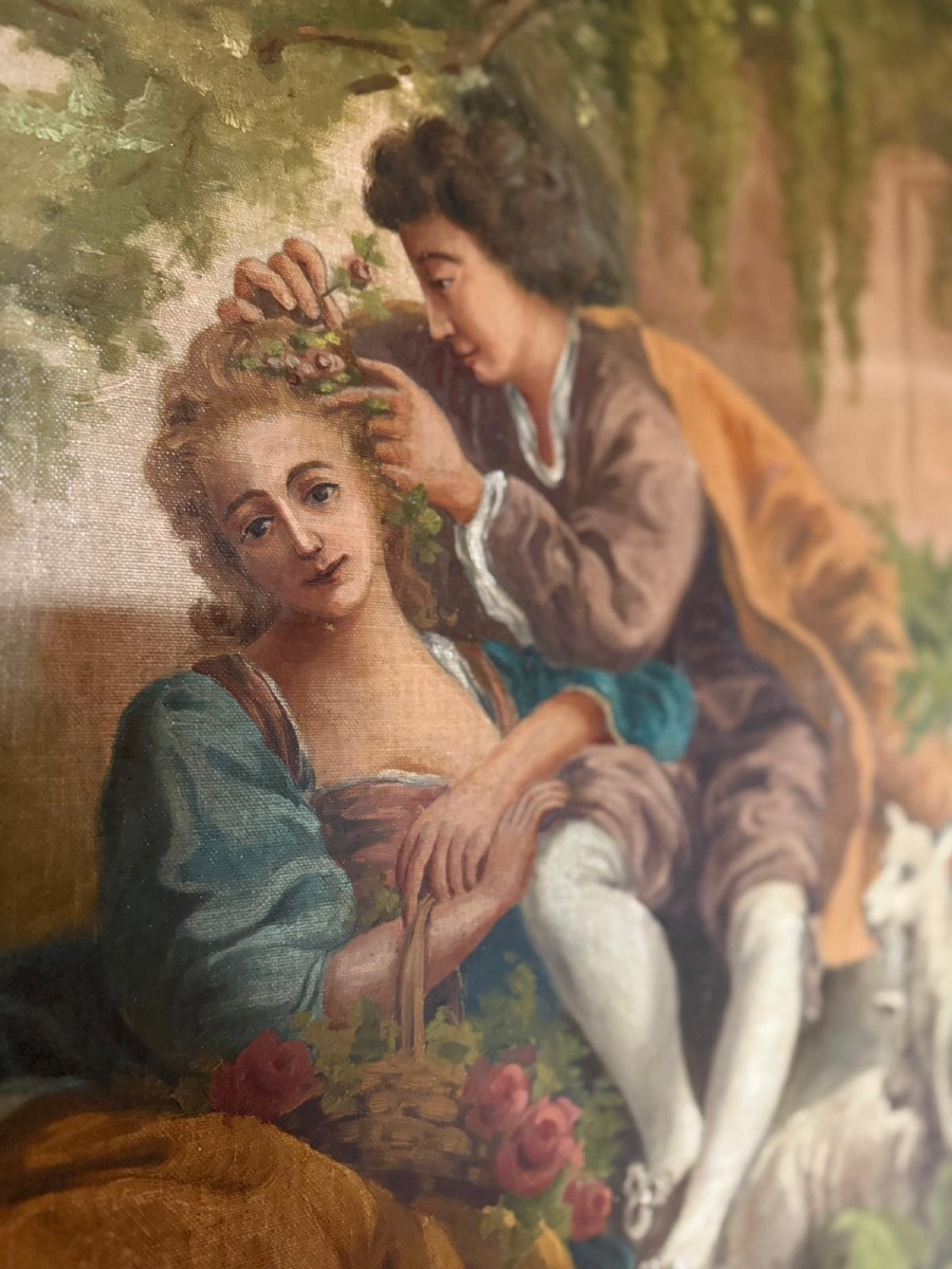 Peinture de boiserie ou de trumeaux datant du 19e siècle belle peinture -photo-2