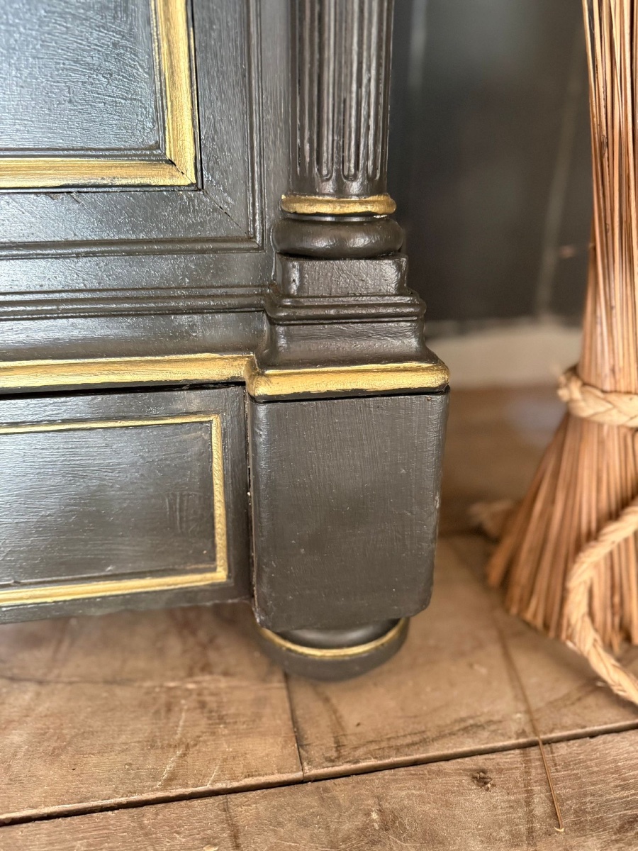 Napoleon III Chest Of Drawers Dating From The End Of The 19th Century, Rich Black And Gold Patina -photo-3