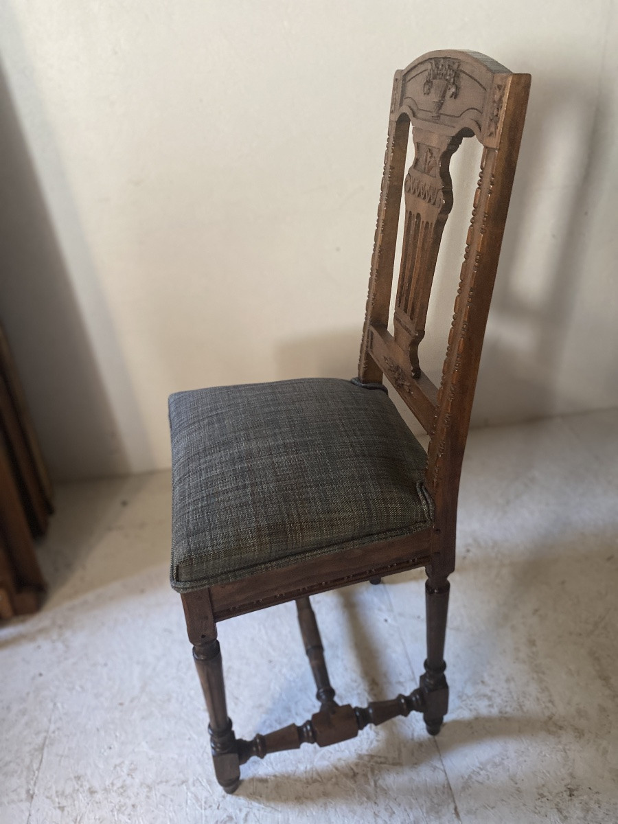 6 19th Century Directoire Chairs In Beautifully Carved Oak -photo-2