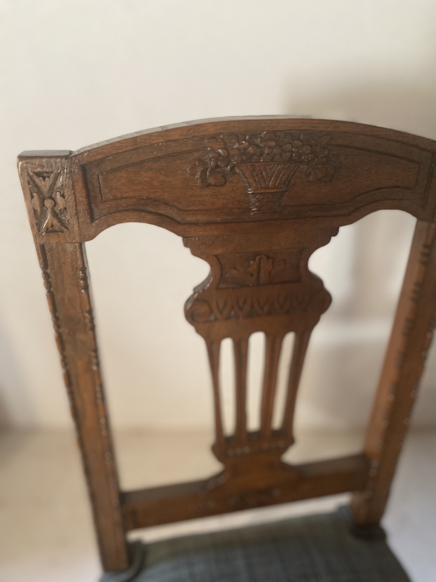 6 19th Century Directoire Chairs In Beautifully Carved Oak -photo-8