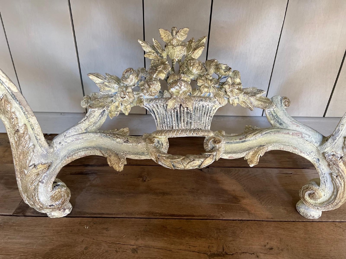 Console sculptée Louis XV transition datant du 18 e siècle avec marbre d’origine -photo-1