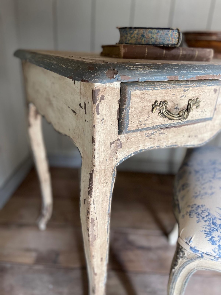 Louis XV Desk Table With 2 Drawers Dating From The End Of The 19th Century, Very Beautiful Patina-photo-2