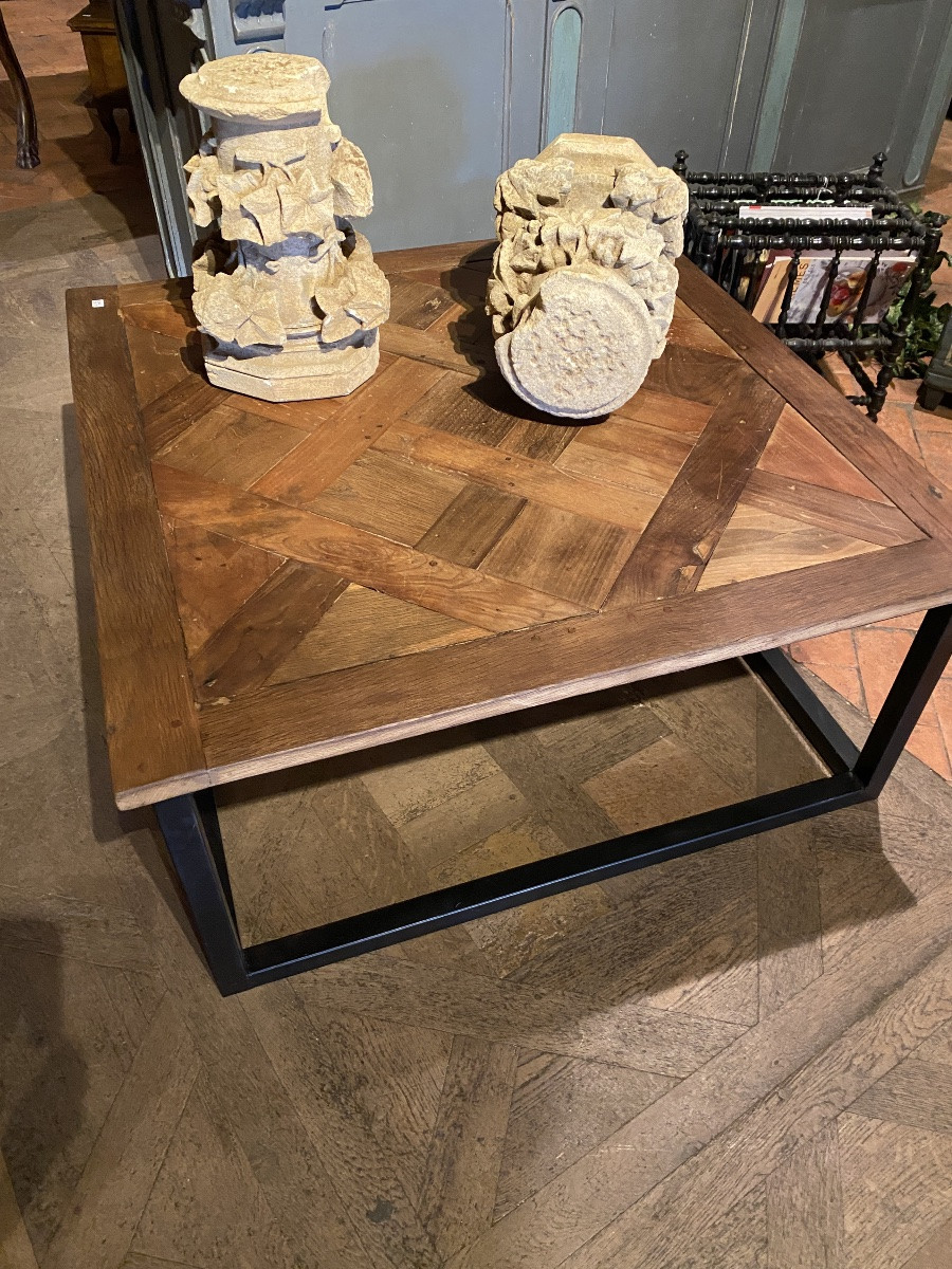 Coffee Table With A Beautiful 18th Century Versailles Parquet Floor Tile -photo-3