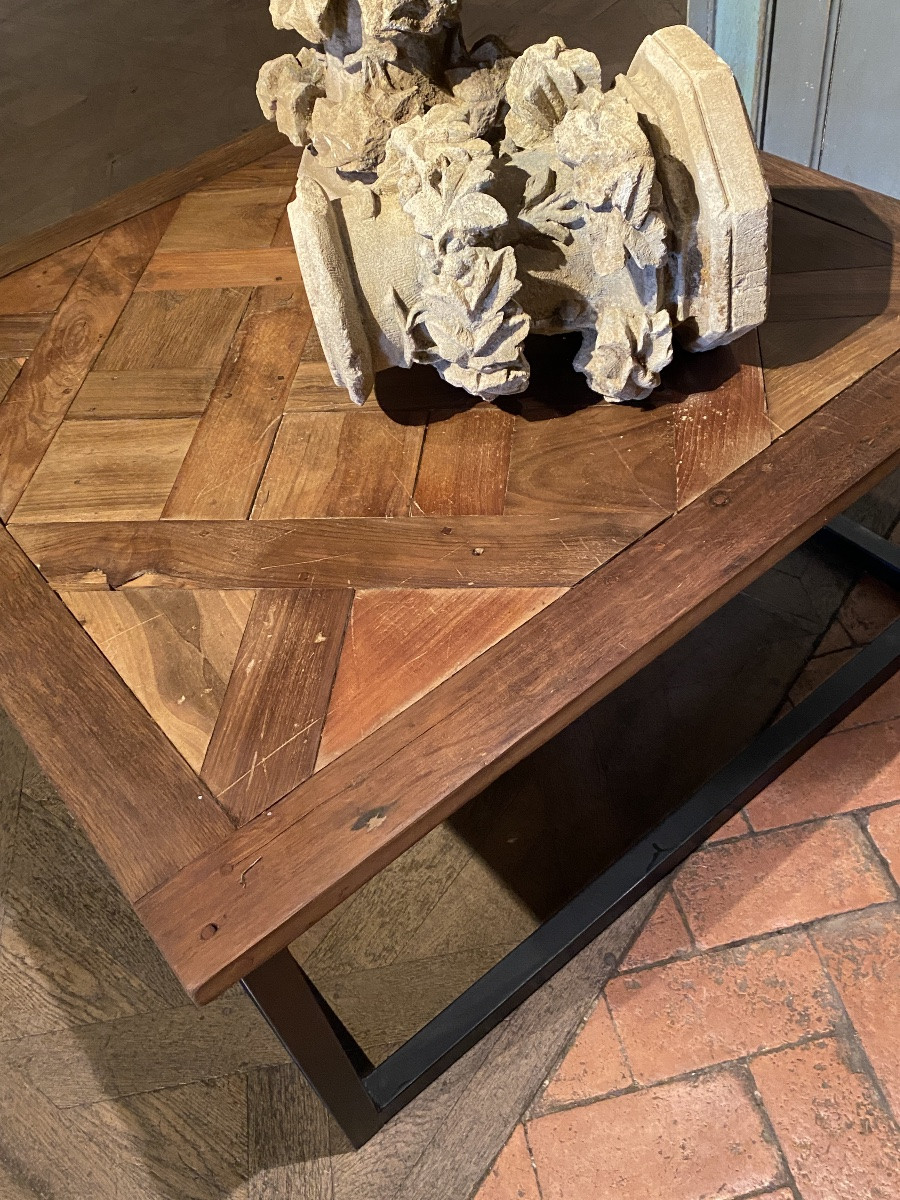 Coffee Table With A Beautiful 18th Century Versailles Parquet Floor Tile -photo-4