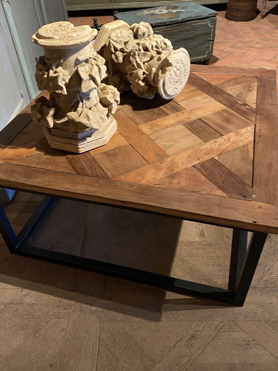 Coffee Table With A Beautiful 18th Century Versailles Parquet Floor Tile -photo-6