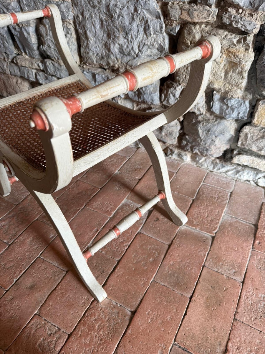 Curule Stool Dating From The 19th Century Napoleon III Beautiful Patina-photo-2