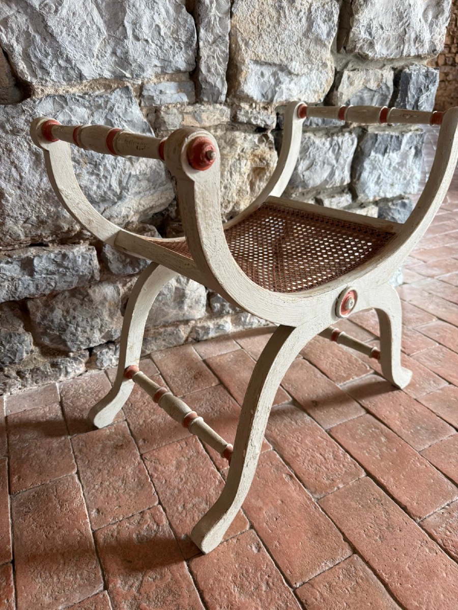 Curule Stool Dating From The 19th Century Napoleon III Beautiful Patina-photo-1