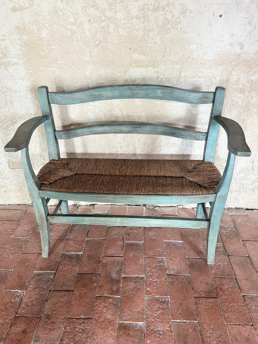 Banquette de cantou avec une assise paille datant du 19e siècle -photo-2