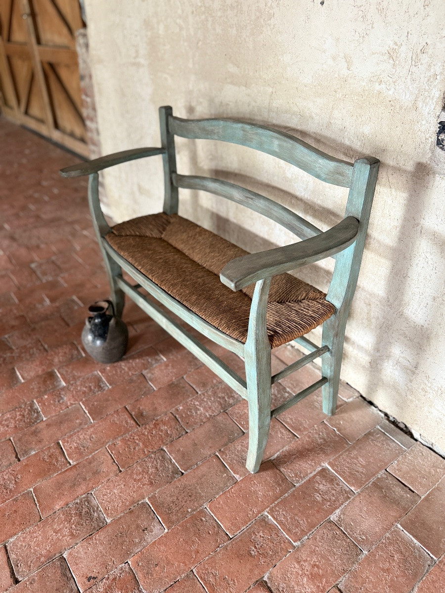 Banquette de cantou avec une assise paille datant du 19e siècle -photo-7