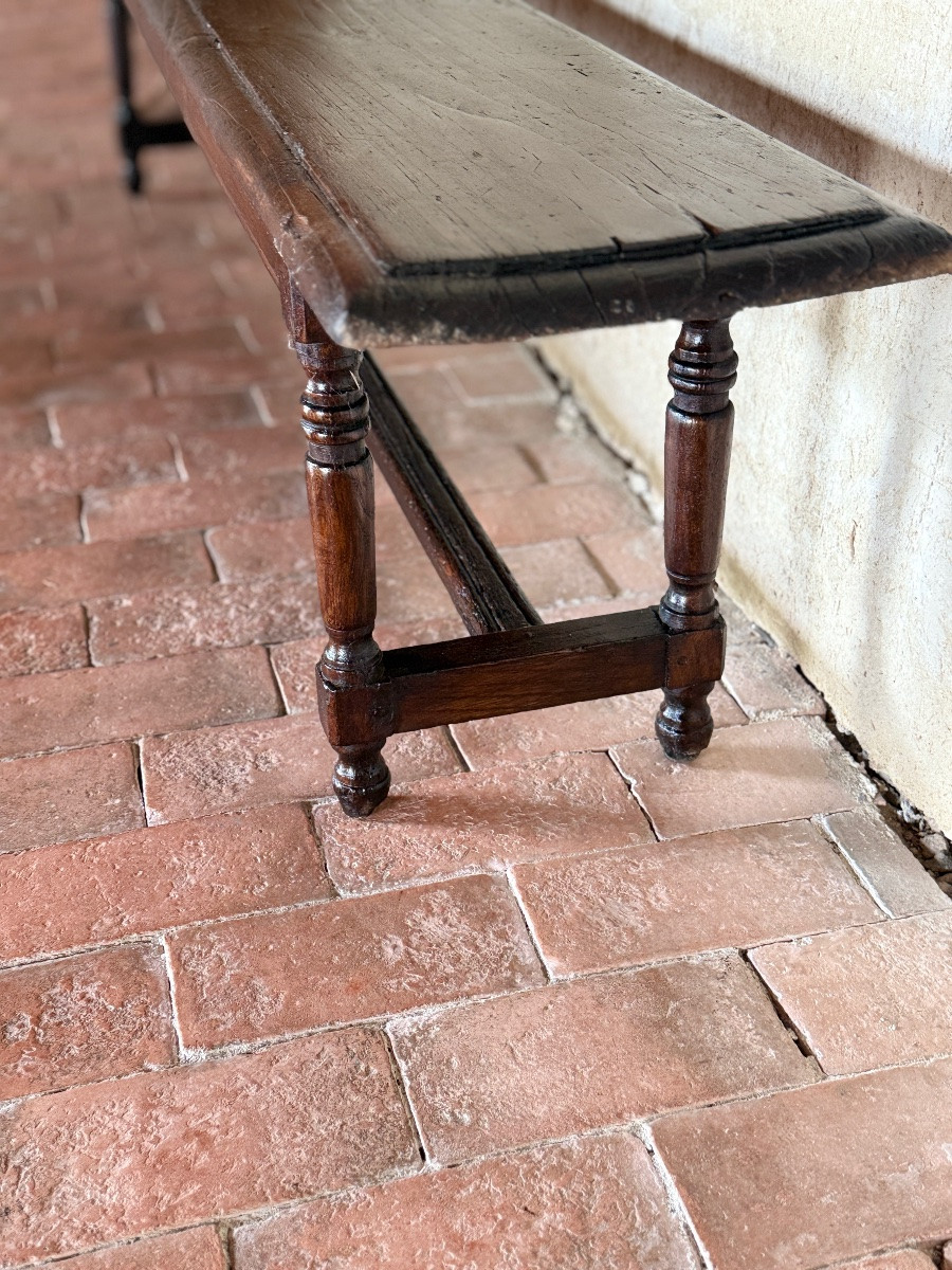 Beau banc pieds tournés Louis XIV datant de la fin du 18e siècle -photo-2