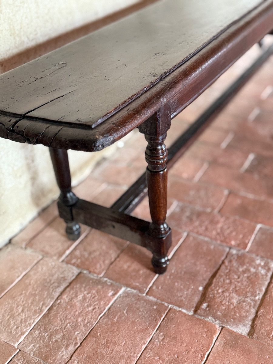 Beau banc pieds tournés Louis XIV datant de la fin du 18e siècle -photo-3