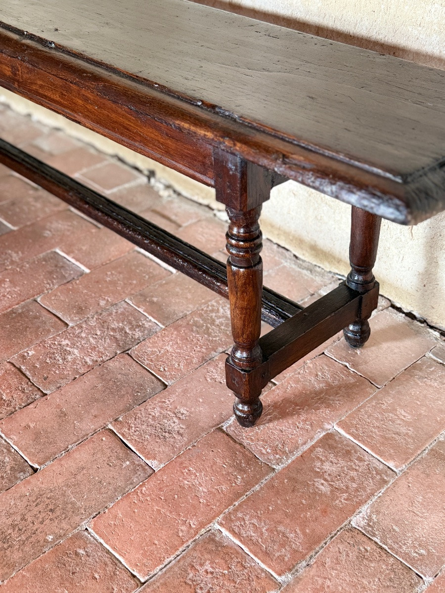 Beau banc pieds tournés Louis XIV datant de la fin du 18e siècle -photo-1