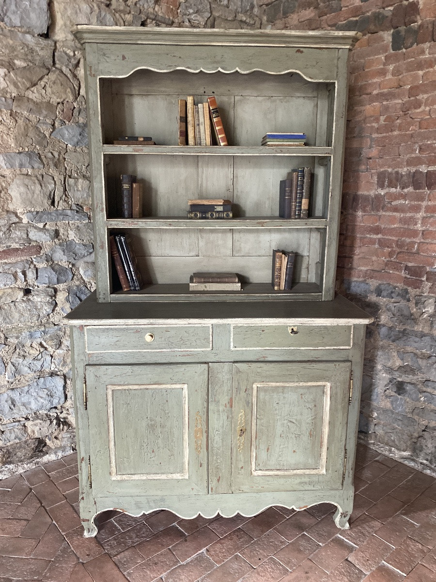 Louis XV 2-part Polychrome Bookcase Sideboard Dating From The 18th Century -photo-4