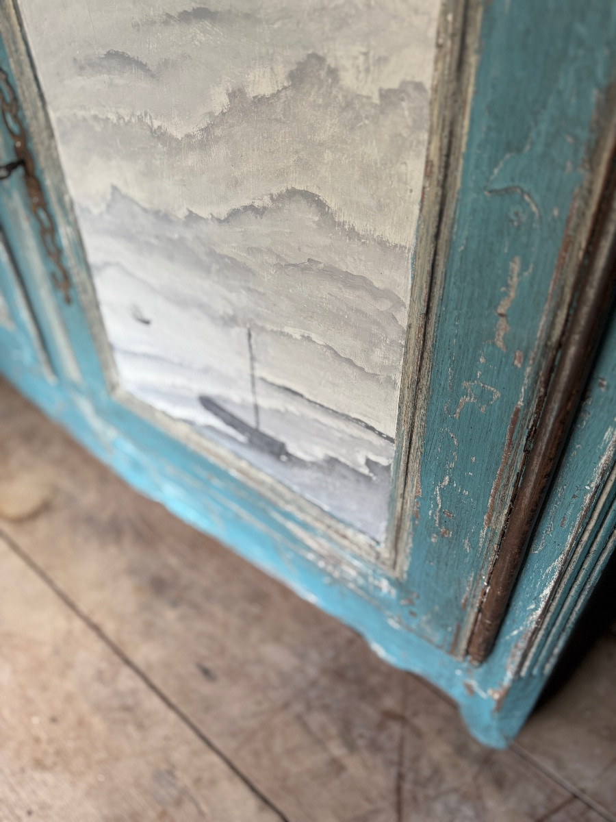 Louis XV Buffet Dating From The 18th Century, Beautiful Patina With Marine Painting-photo-7