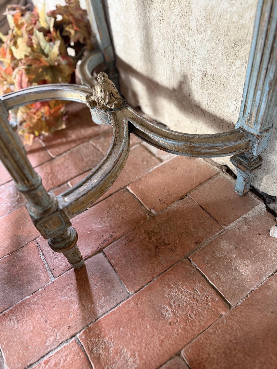 Louis XVI Console Table Dating From The 19th Century With Carrara Marble Top -photo-2