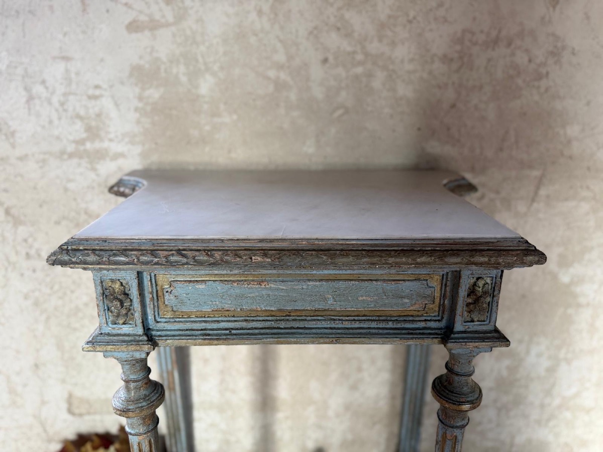 Louis XVI Console Table Dating From The 19th Century With Carrara Marble Top -photo-3