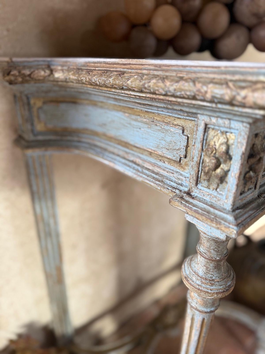 Louis XVI Console Table Dating From The 19th Century With Carrara Marble Top -photo-5