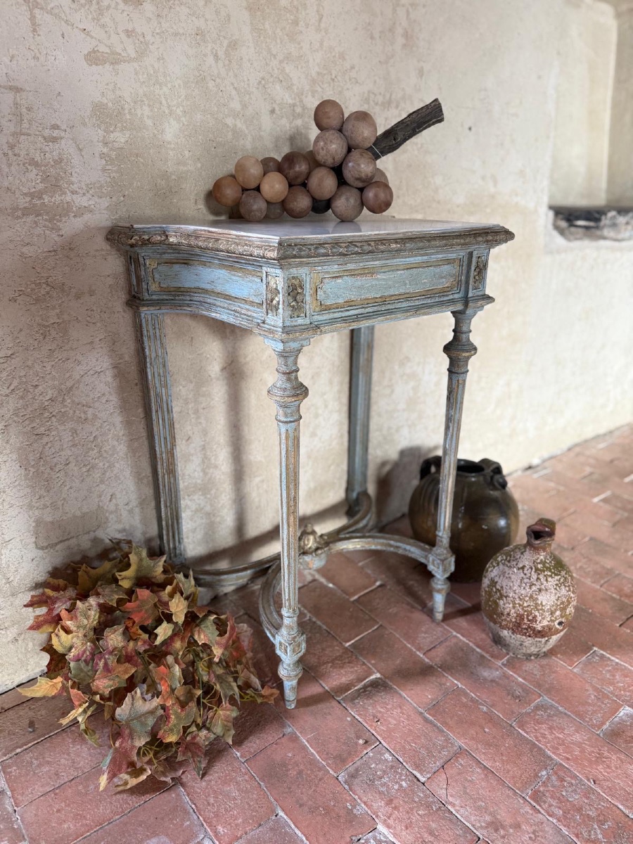 Louis XVI Console Table Dating From The 19th Century With Carrara Marble Top 