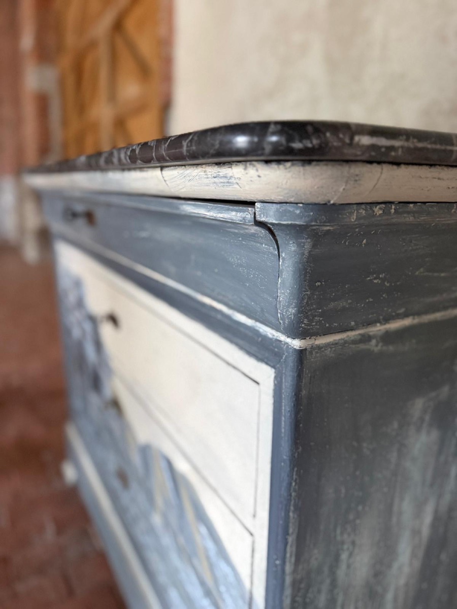 Commode Louis Philippe datant du 19e siècle avec marbre d’origine -photo-6