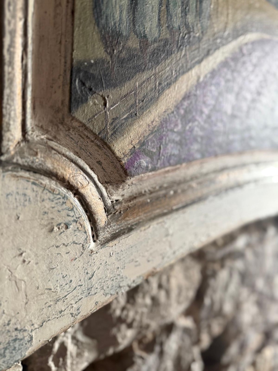 Élément de boiserie avec peinture représentant le sud de la France -photo-2