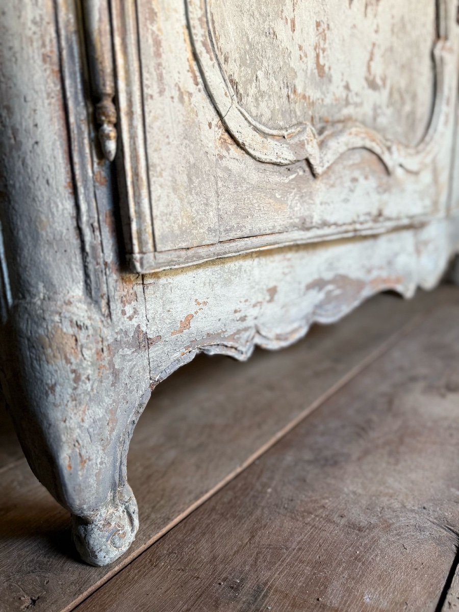 Louis XV Curved Buffet Dating From The Early 18th Century, Polychrome -photo-2