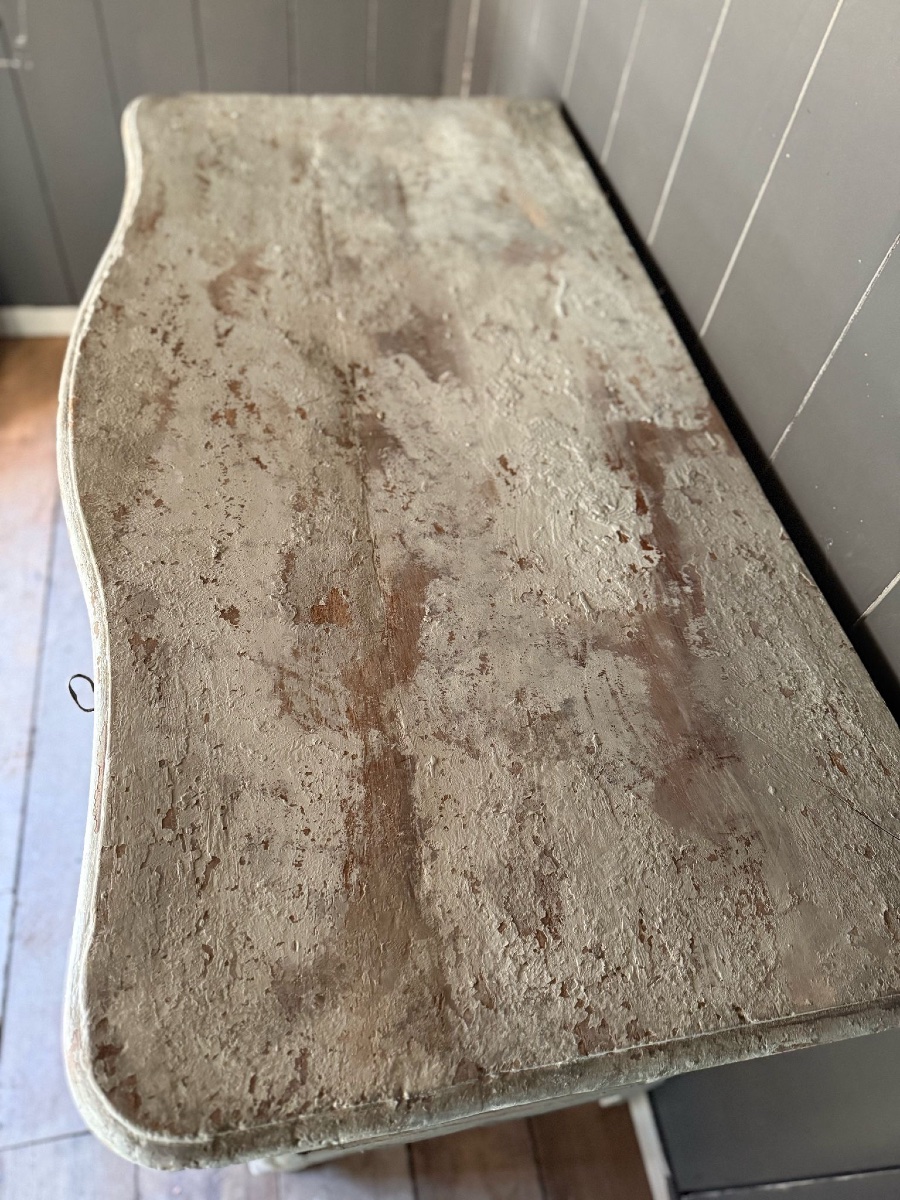 Louis XV Curved Buffet Dating From The Early 18th Century, Polychrome -photo-4