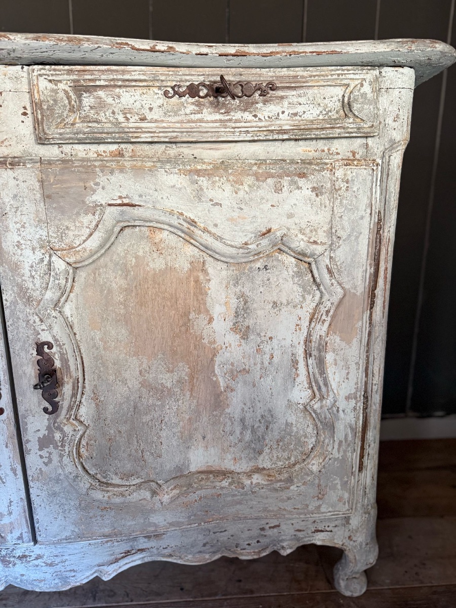Louis XV Curved Buffet Dating From The Early 18th Century, Polychrome -photo-1