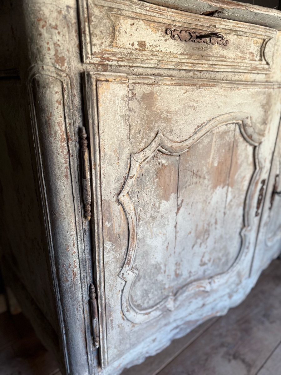 Louis XV Curved Buffet Dating From The Early 18th Century, Polychrome -photo-2